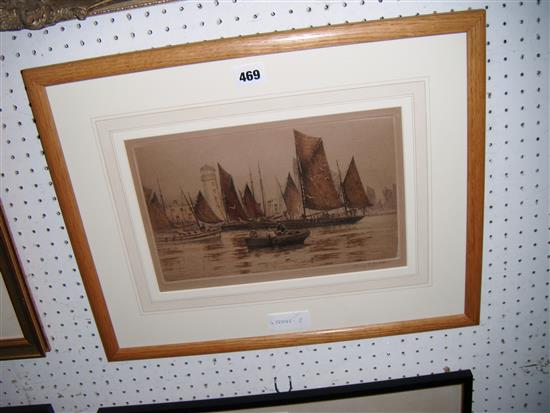 Print of fishing boats